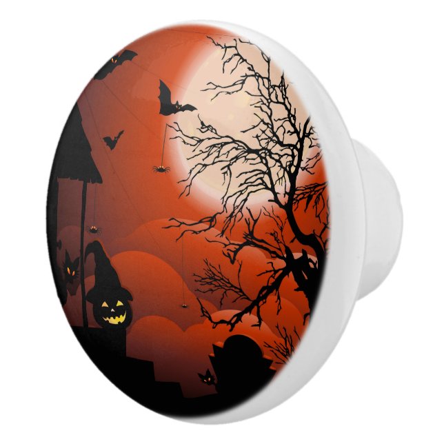 Pomo De Cerámica Pesadilla de la luna sangrienta de Halloween (Derecha)
