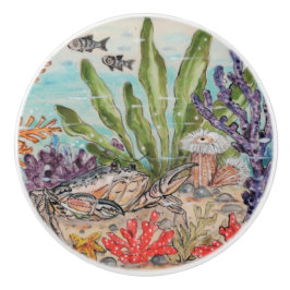 Pomo De Cerámica Pesca de coral subacuática marina