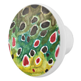 Pomo De Cerámica Pesca de trucha marrón