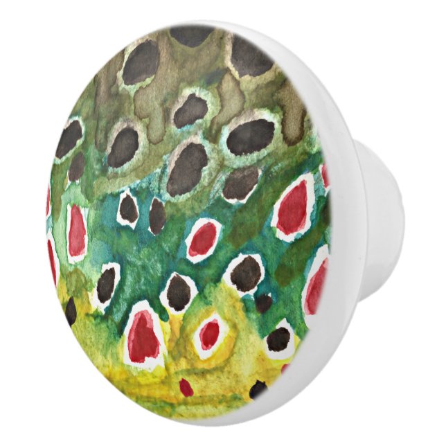 Pomo De Cerámica Pesca de trucha marrón (Derecha)