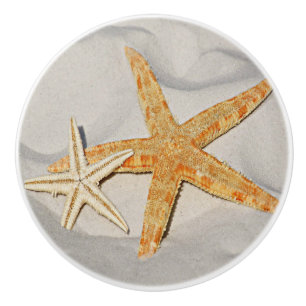 Pomo De Cerámica Pescados de la estrella en la playa
