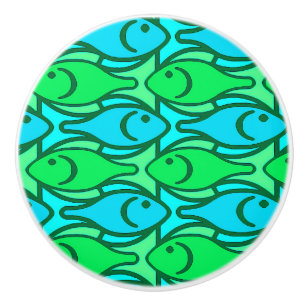 Pomo De Cerámica Pescados modernos de los mediados de siglo, verde