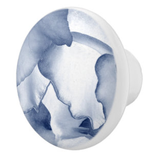 Pomo De Cerámica Pétalos Pintados de Azul
