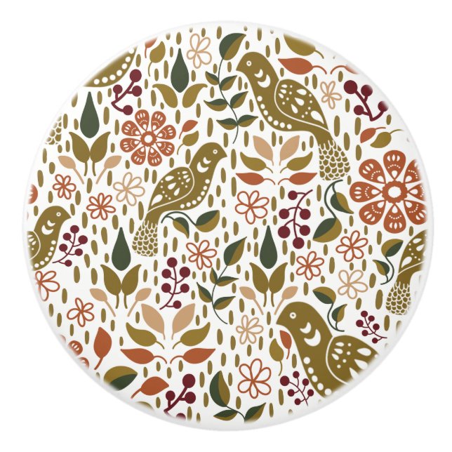 Pomo De Cerámica Pheasant Folk Art Knob Pulls | Hardware ruso (Anverso)
