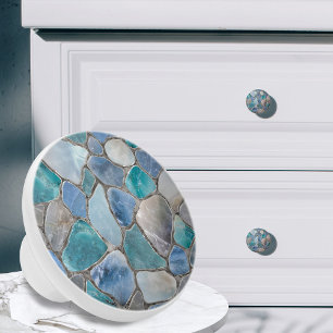 Pomo De Cerámica Piedra angular, mármol y plata - Células mosaicas