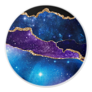 Pomo De Cerámica Piedra de Ágata Marmoleada Galaxia Brillante Estre