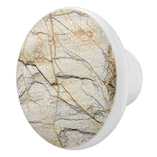 Pomo De Cerámica Piedra Mármol Texturizada Marrón y Negra