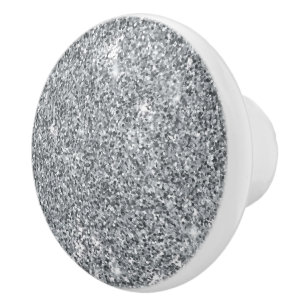Pomo De Cerámica Piedra plateada Gary Mármol oro Purpurina Ceram
