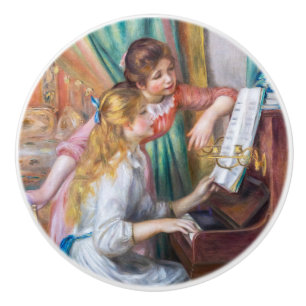 Pomo De Cerámica Pierre Auguste Renoir - Jóvenes Chicas en el piano