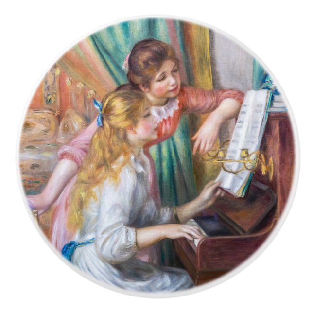 Pomo De Cerámica Pierre Auguste Renoir - Jóvenes Chicas en el piano (Anverso)