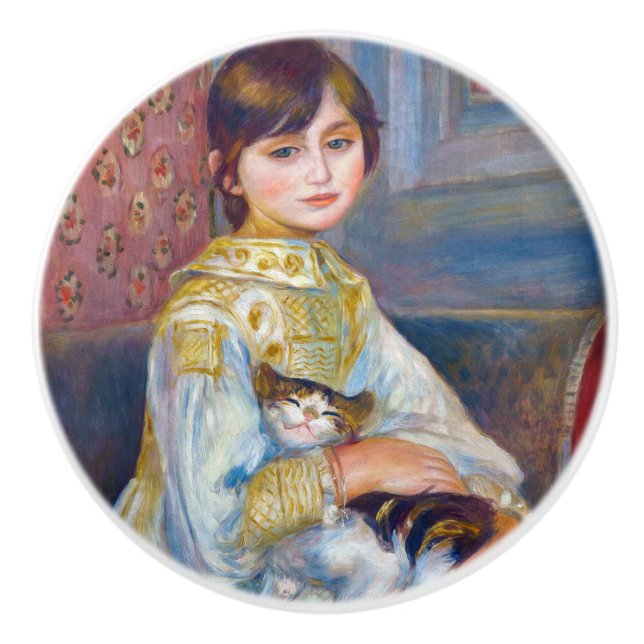 Pomo De Cerámica Pierre-Auguste Renoir - Niño con gato (Anverso)