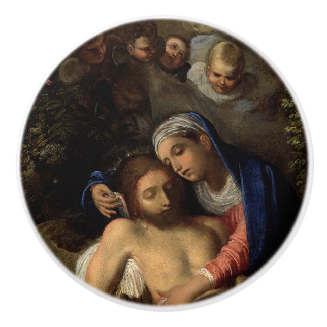 Pomo De Cerámica Pietà (María y Jesús) (por Adam Elsheimer) (Anverso)