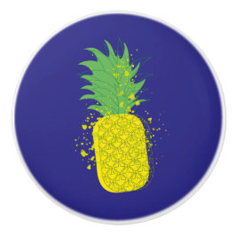 Pomo De Cerámica Piña Moderna Arte Gráfico Amarillo Verde Soleado