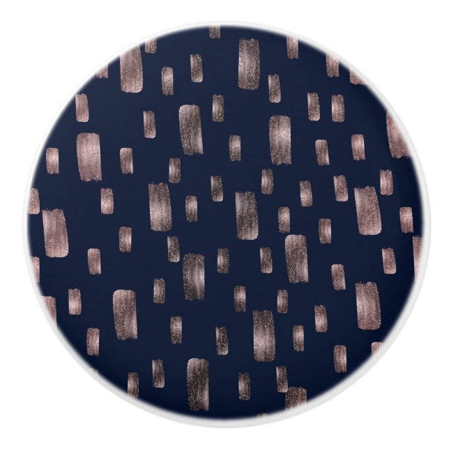 Pomo De Cerámica Pincel de pintura moderno Rosa oro y espuma azul d (Anverso)