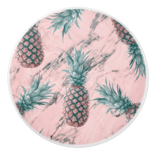 Pomo De Cerámica Pineapple & Pink Marble Swirl Moda tropical modern