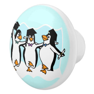 Pomo De Cerámica Pingüinos de graduación de Personalizado lindo