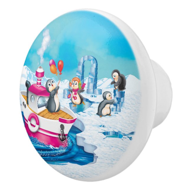 Pomo De Cerámica pingüinos en la Antártida (Derecha)