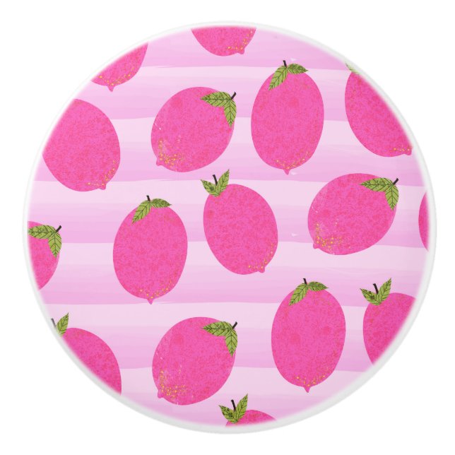 Pomo De Cerámica Pink Lemons Lemonade Summer Fruit Fun Bright (Anverso)
