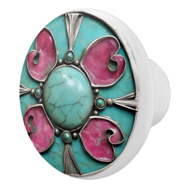 Pomo De Cerámica Pink October Tourmaline Birth Stone (Derecha)