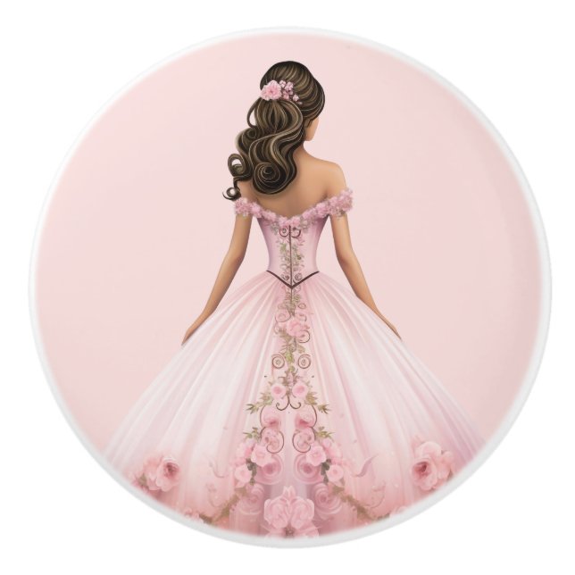 Pomo De Cerámica Pink Princess Girl's Girly Ceramic Knob (Anverso)