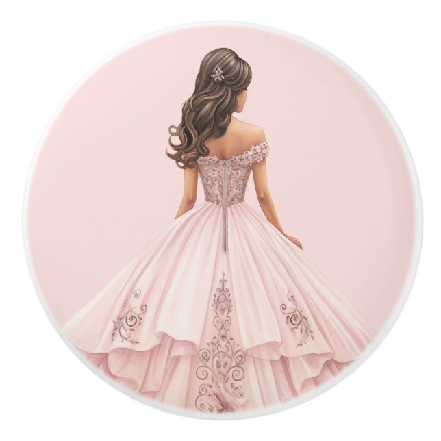 Pomo De Cerámica Pink Princess Girl's Girly Ceramic Knob (Anverso)