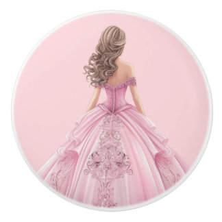 Pomo De Cerámica Pink Princess Girl's Girly Ceramic Knob
