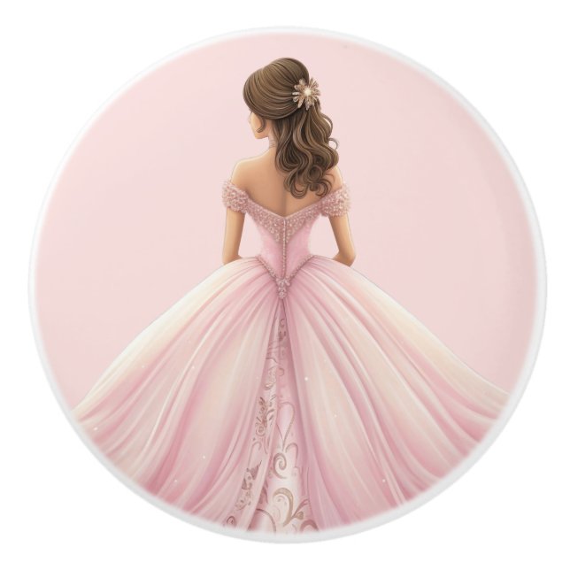 Pomo De Cerámica Pink Princess Girl's Girly Ceramic Knob (Anverso)
