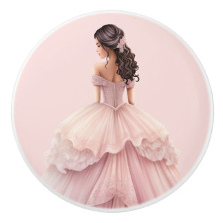 Pomo De Cerámica Pink Princess Girl's Girly Ceramic Knob