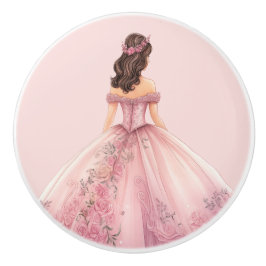 Pomo De Cerámica Pink Princess Girl's Girly Ceramic Knob