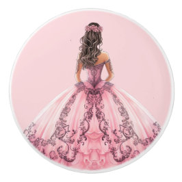 Pomo De Cerámica Pink Princess Girl's Girly Ceramic Knob