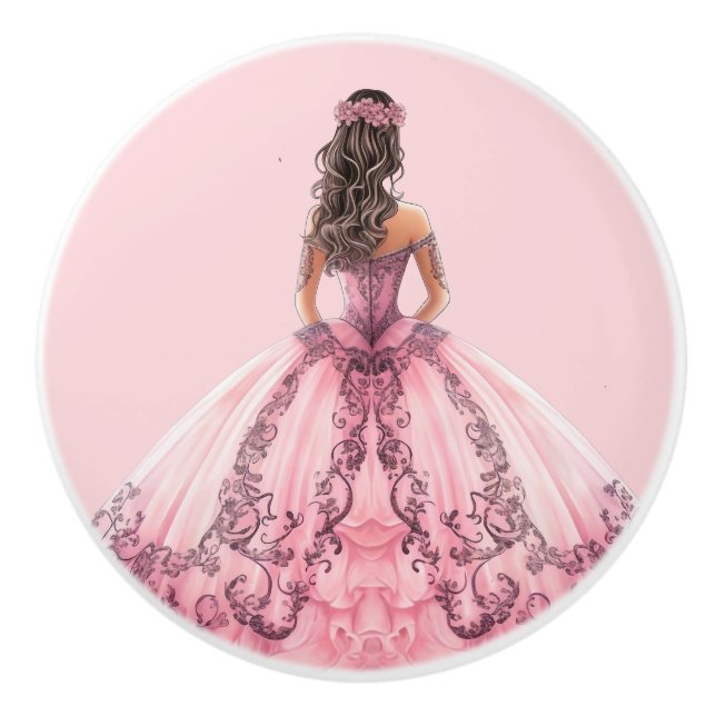 Pomo De Cerámica Pink Princess Girl's Girly Ceramic Knob (Anverso)