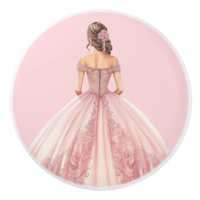 Pomo De Cerámica Pink Princess Girl's Girly Ceramic Knob (Anverso)