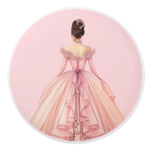 Pomo De Cerámica Pink Princess Girl's Girly Ceramic Knob (Anverso)