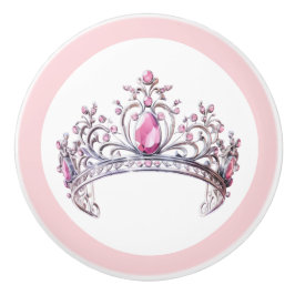 Pomo De Cerámica Pink Princess Tiara Girly Ceramic Knob