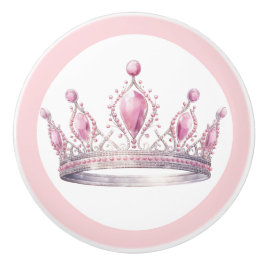 Pomo De Cerámica Pink Princess Tiara Girly Ceramic Knob