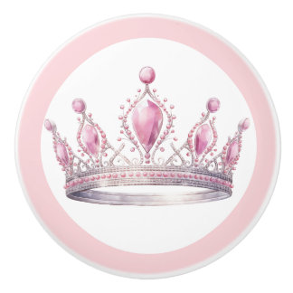 Pomo De Cerámica Pink Princess Tiara Girly Ceramic Knob