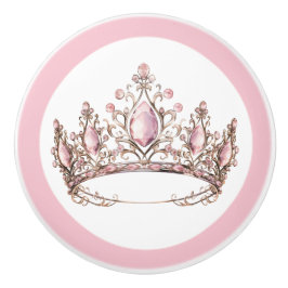 Pomo De Cerámica Pink Princess Tiara Girly Ceramic Knob