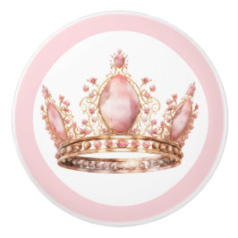 Pomo De Cerámica Pink Princess Tiara Girly Ceramic Knob