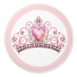 Pomo De Cerámica Pink Princess Tiara Girly Ceramic Knob