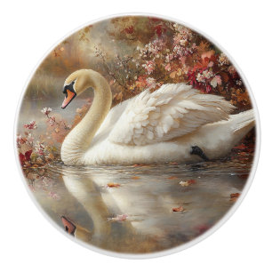 Pomo De Cerámica Pintado de follaje otoñal de Swan Pastel