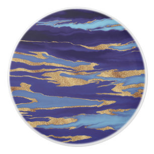 Pomo De Cerámica Pintura abstracta de mármol morado de oro