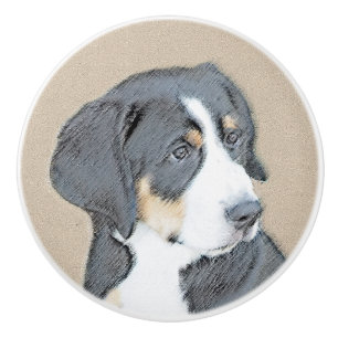 Pomo De Cerámica Pintura de cachorro de perro de montaña de Berna -