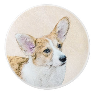 Pomo De Cerámica Pintura de Corgi galés de Pembroke - Arte Perro Or