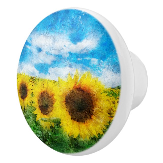Pomo De Cerámica Pintura de girasoles (Derecha)