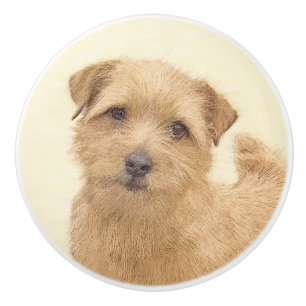 Pomo De Cerámica Pintura de Norfolk Terrier - Arte Perro Original