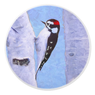 Pomo De Cerámica Pintura de pájaro lechoso - Arte original de pájar