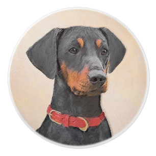 Pomo De Cerámica Pintura de Pinscher original de arte animal