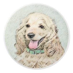 Pomo De Cerámica Pintura de tipo buffet Cocker Spaniel - Arte origi