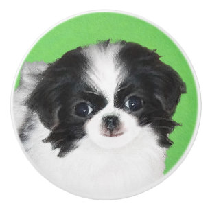 Pomo De Cerámica Pintura japonesa de cachorro con chin - Arte origi