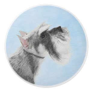 Pomo De Cerámica Pintura Schnauzer (gigante, estándar) - Arte de pe
